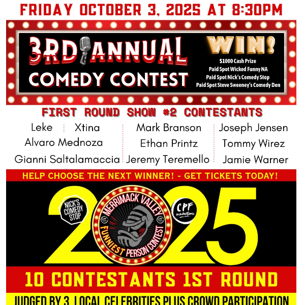 Round 2 Merrimack Valley's Funniest Person Contest Headshot