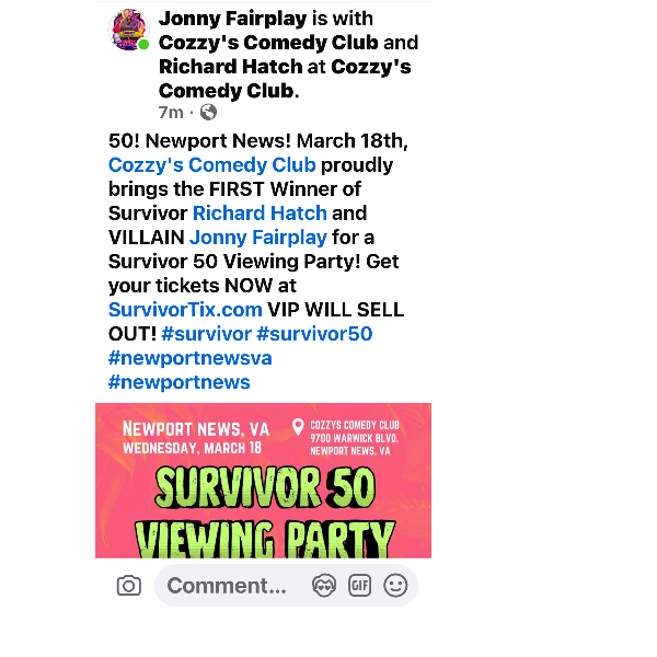 Survivor 50 Viewing Party Headshot