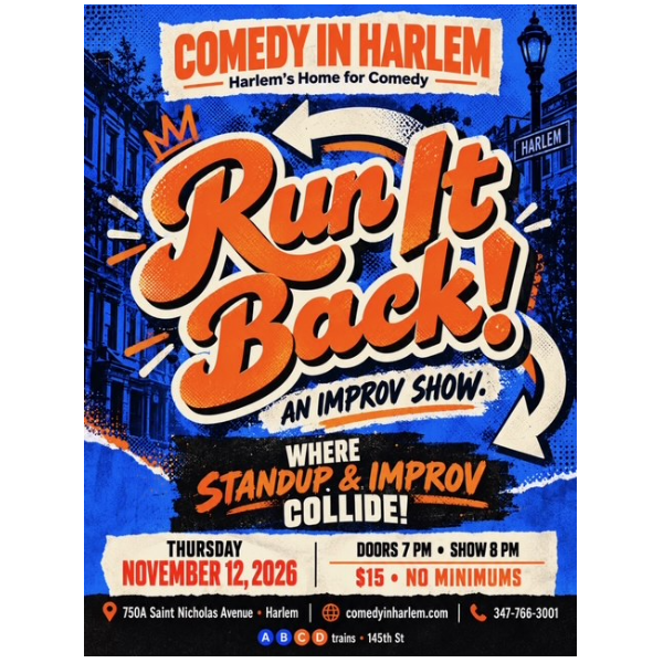 RUN IT BACK! — WHERE STANDUP & IMPROV COLLIDE Headshot